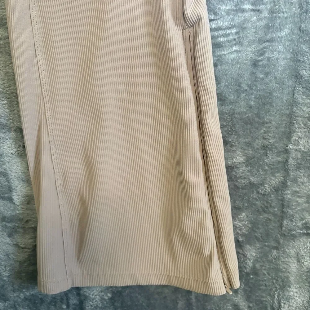 Lululemon Brushed Softstreme Ribbed Zip Hem Flared Pants Taupe Beige 6